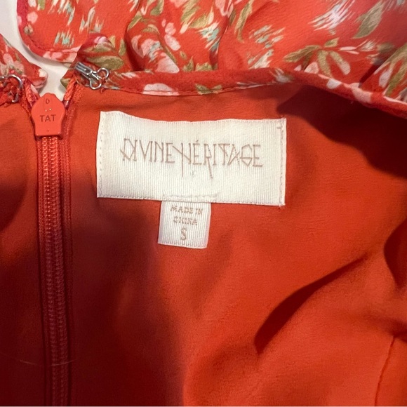 DEVINE HERITAGE NWT Short Sleeve Ruffle Dress in Strawberry Ditzy Floral - Picture 6 of 8